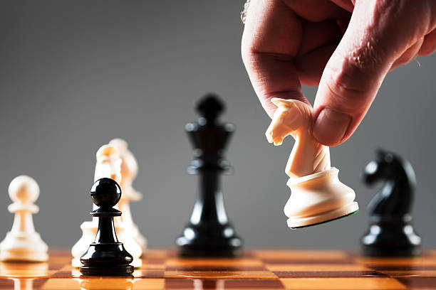 Finest Antiqued and Ebonised Collectors Chess Pieces in Salisbury